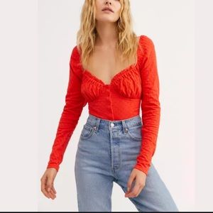 Free People Red long sleeve top